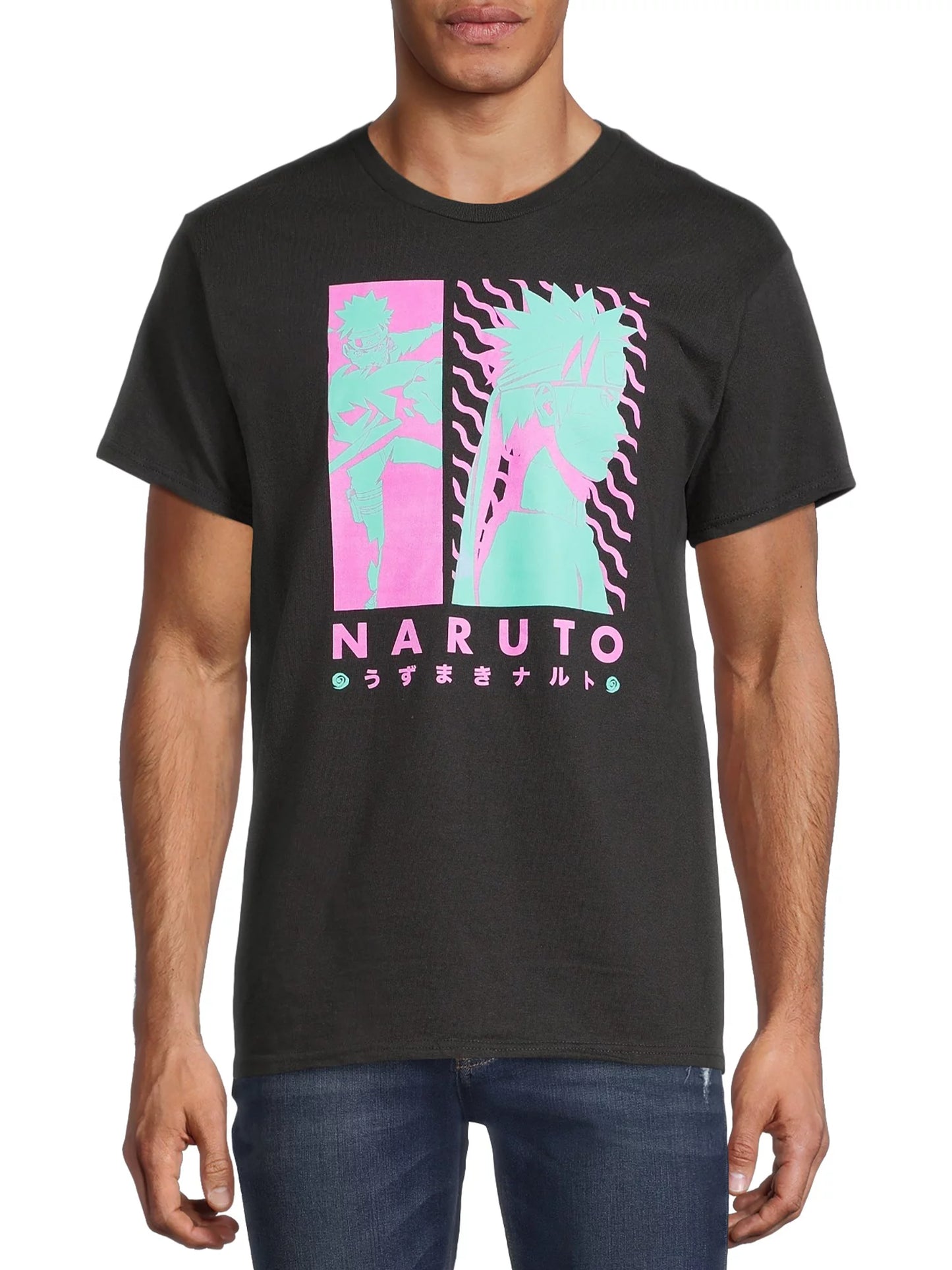 Men'S & Big Men'S Neon Anime Graphic Tees Shirts, 2-Pack, Sizes S-3XL, Naruto Anime Men'S Tee Shirts